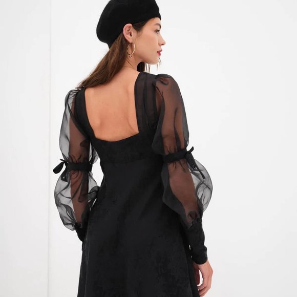 NWT For Love and Lemons Gabrielle Puff Sleeve Mini Dress - Picture 1 of 7